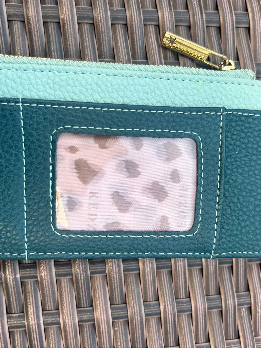 Kedzie Essentials Only Two-Tone Green Card Holder Wallet
